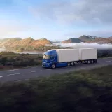 Renault Trucks E-Tech C driving on a mountain road