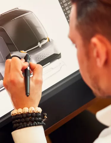 A designer working on a concept truck design